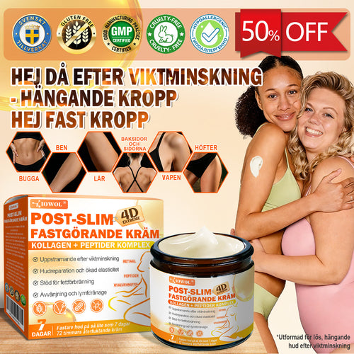 IOWOL® Post-Slim Uppstramande Kräm med GHK-Cu, Argireline & Matrixyl 3000, berikad med kollagenpeptider och huduppstramande aktiva ämnen för att rikta in sig på lös och slapp hud efter viktminskning.
